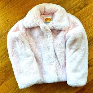 Pink faux fur pink coat children size 5
